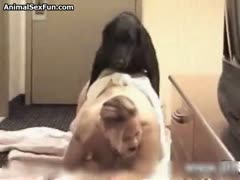 Blonde wife filmed when fucking with the dog